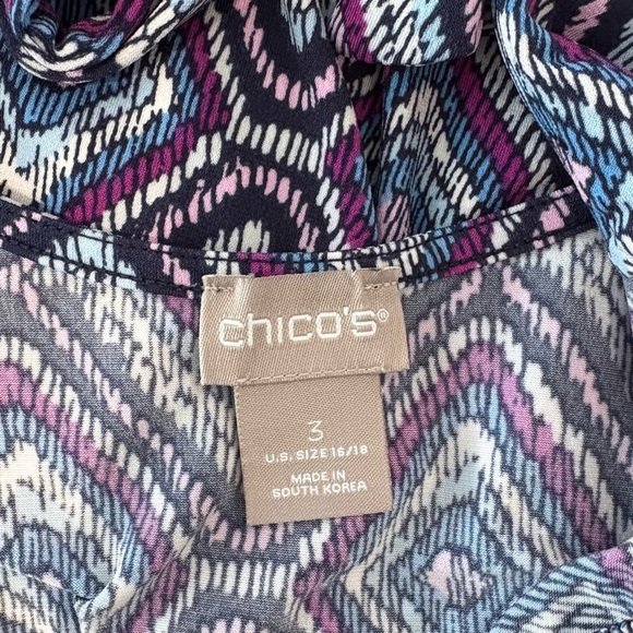 Chico's Asymmetrical Short Sleeve Stretchy Midi Dress Sz 3 Geometric Keyhole - Picture 13 of 15